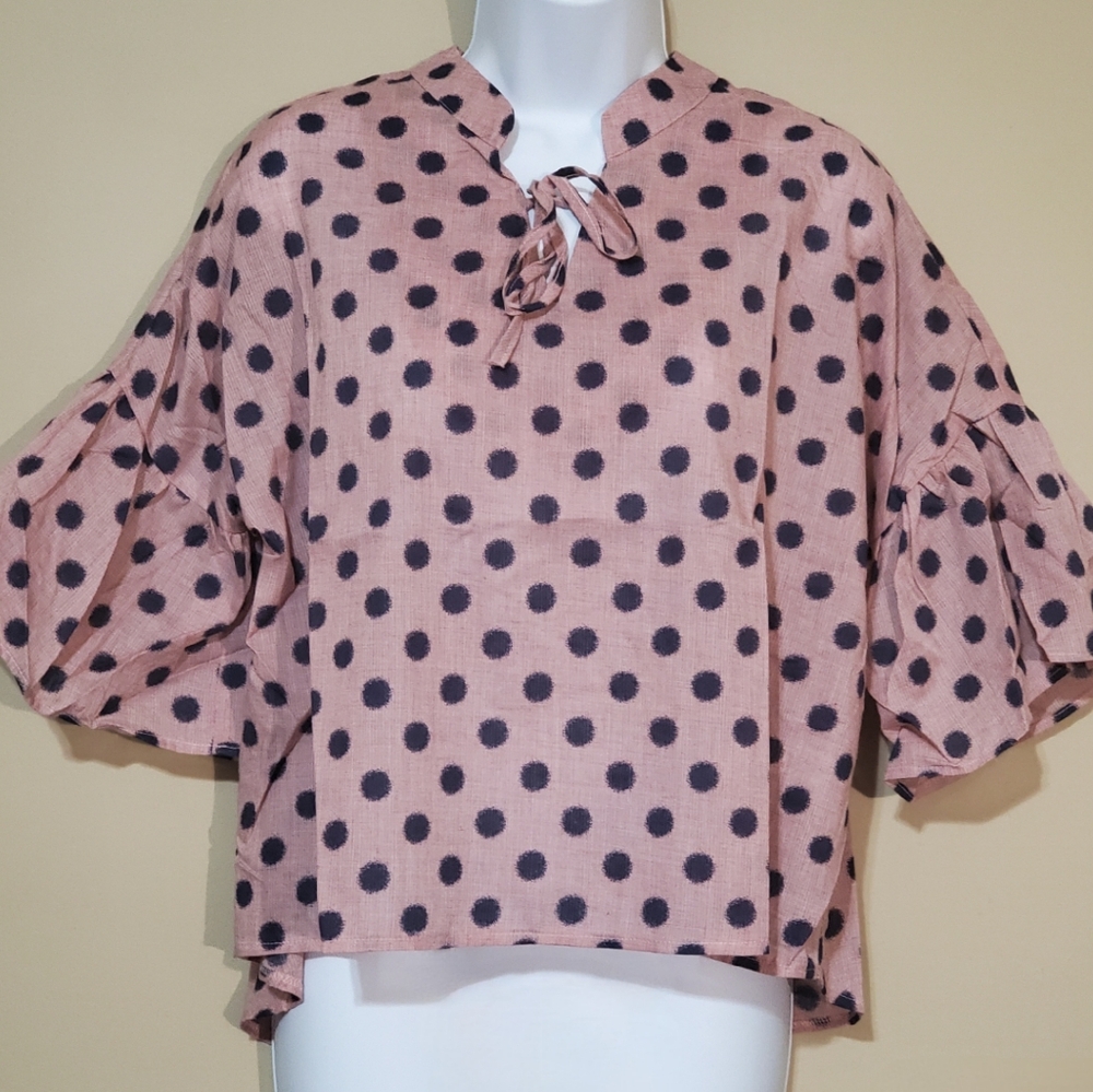 Polka Dot Bell Sleeve Blouse